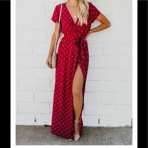 Vici- Red Polka Dot Wrap Dress
